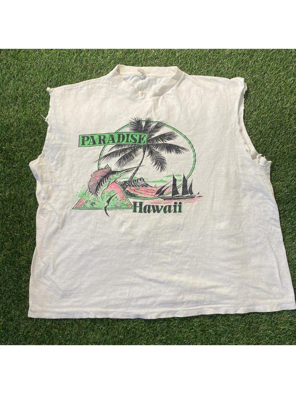 Vintage 80’s Single Stitch Hawaii tank top with Swordfish